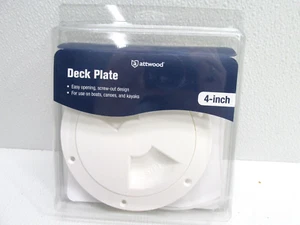 Attwood 4" White Deck Plate Hatch Cover Kayak Boat Acess Inspection 12790-3 NEW - Foto 1 di 6