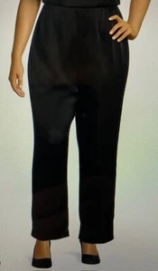 CAROLINE ROSE Plus Size Satin Pullon Pant NWT Sz 2X Black Straight Leg MSRP $248 - Picture 1 of 8