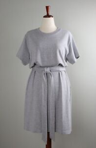 VINCE NWT $195 Solid Heather Gray Tie Waist Casual Short Sleeve Dress Size XL