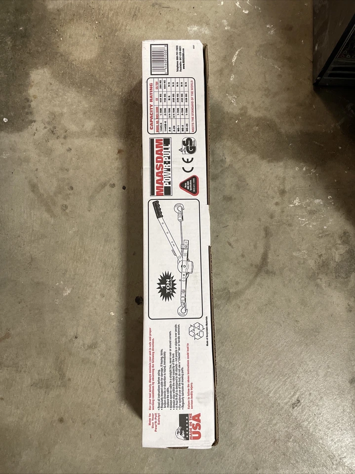 Maasdam 1-Ton Capacity 12" Max Lift 15 1 Leverage Winch Puller Come Along Tool