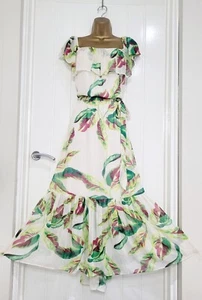 ET VOUS size 20 floaty chiffon Gorgeous frill floral summer holiday dress NEW - Picture 1 of 7