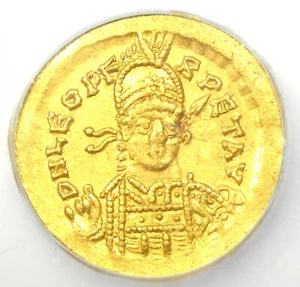 Roman Leo I AV Solidus Gold Coin 457-474 AD - Certified ICG MS61 (Choice BU UNC) - Picture 1 of 5