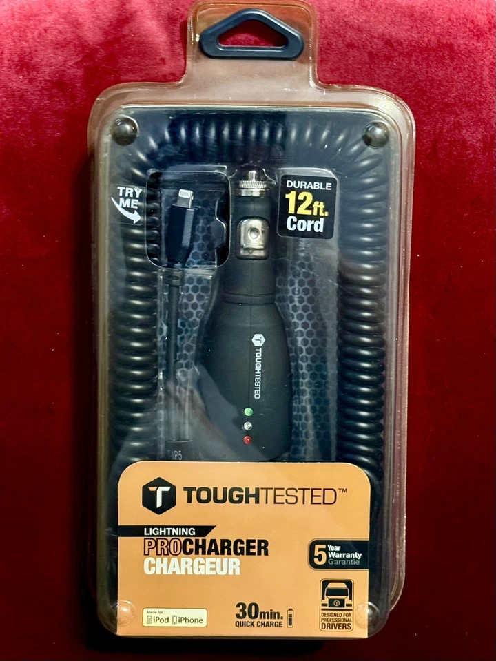 Tough Tested Ttpctip5 Pro Lightning Car Charger W/ Pivoting Cord for iPhone