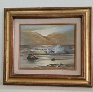 K. HENDRICK, OIL ON CANVAS, SEASCAPE, SIGNED, MID C20TH, 15" X 14" - Picture 1 of 3