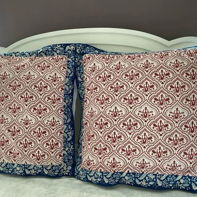 Anthropology Standard Shams Boho Block Print Usado en Excelente Condición Foto 1 de 4