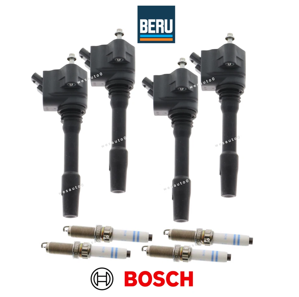 Juego de 4 bujías de bobina de encendido Platinum OE Beru Bosch para BMW 430i 530e 530i 740e Foto 1 de 1