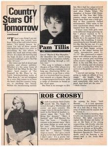 Country Music Stars of Tomorrow Pam Tillis & Rob Crosby magazine CLIPPING photo - Imagen 1 de 1