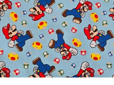 Nintendo Mario Mushroom Toss by Springs Creative Cotton Quilt Fabric FAT QUARTER - Image 1 of 4