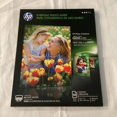 HP Everyday Photo Paper Glossy 8-1/2”x 11” (50 Sheets/Pack) Q8723A - NEW - Image 1 of 2