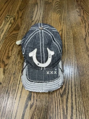 Raro TRUE RELIGION Herradura Gorra de Béisbol Camionero Sombrero Ajustable Envejecido Foto 1 de 4