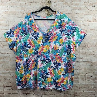 Женщина в туника верхний размер 5 X 38/40 яркий тропический цветочный принт повседневный Slimmin - Изображение 1 из 4