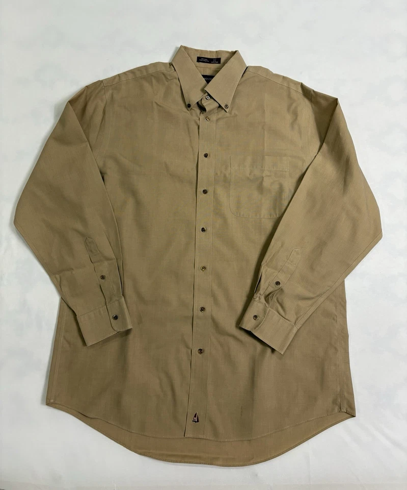 Camisa de vestir Nordstrom 16.5 34 color caqui tostado manga larga algodón para hombre Foto 1 de 4