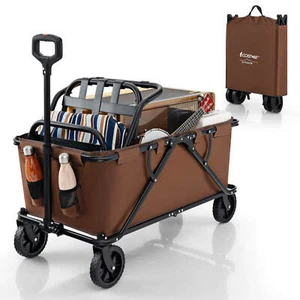 Heavy-Duty Wagon Cart w/ Storage Pocket & Adjustable Handlebar Bottle Holders - Picture 1 of 8