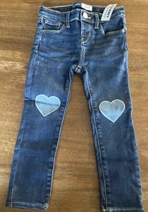 Old Navy Girls Kids Jeans 4T Rockstar Heart Patch 39-42” | Ages 2-4 years New - Picture 1 of 7