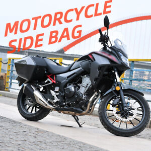 2×30L Motorcycle Saddle Bag Riding Helmet Storage Hard Shell Waterproof Side Bag