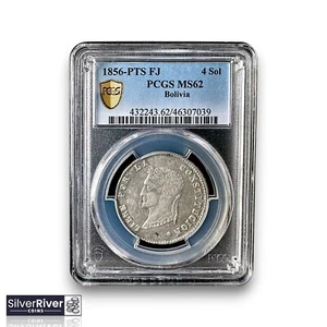 1856-PTS FJ Bolivien Silber 4 Sohlen (*zertifiziert MS62 von PCGS*) - Bild 1 von 4