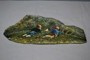 MARCIA ABRAMSOHN PAINTING OIL ON MARBEL LITTLE BOYS - Picture 1 of 9