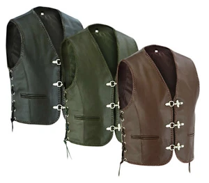 Chaleco de cuero para hombre chaleco de motocicleta motociclista chaleco de cuero chaleco de club chaleco helicóptero LE3CO - Imagen 1 de 8