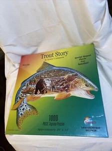 Suns Out 90136 Trout Story Fish Shaped Puzzle 1000 pc NEW SEALED - Picture 1 of 2