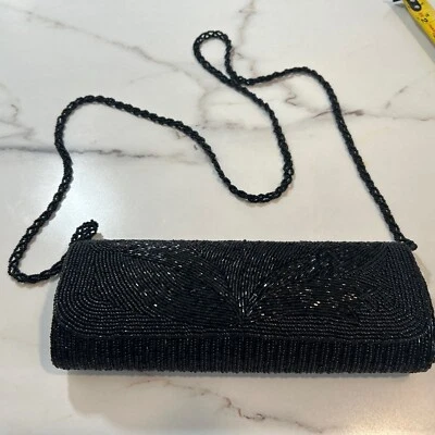 La Regale вечер сумка маленький ремень через плечо сумочки черный бисером магнитные Snap - Изображение 1 из 4