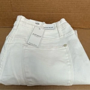 Judy Blue NWT Ecru Hi-Rise Wide Leg Crop Jeans Raw Hem Style # 88674 Size 16W - Picture 1 of 8