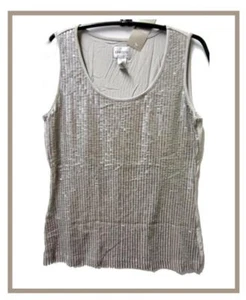 TANQUE CHICO'S TRAVELERS COLL SANDRA DE COLECCIÓN TAUPE CHICOS 0=4/6 O 1=8/10 NUEVO CON ETIQUETAS $79 - Imagen 1 de 6