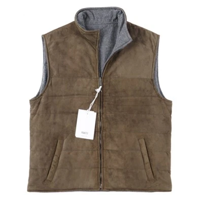 Manto 'Luca' Reversible Lambskin Suede Leather and Wool-Cashmere Vest M (Eu 50) - Image 1 of 4