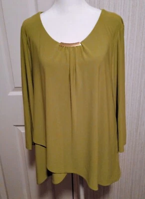 Blusa túnica tejida para mujer Rafaella talla L verde oliva elegante manga 3/4 City LNC Foto 1 de 4
