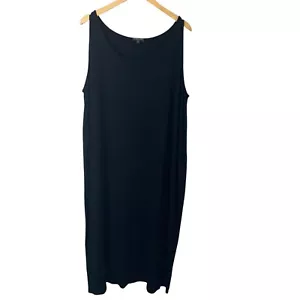 Eileen Fisher Woman Tank Maxi Dress Black Stretch Plus Layers Minimalist 3X - Picture 1 of 8