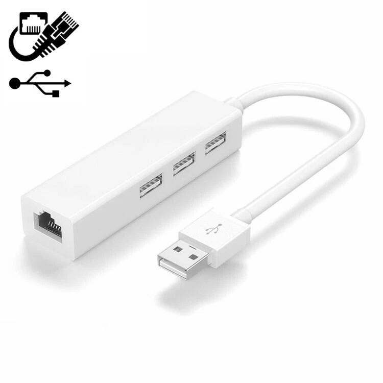 USB A auf 3 x USB A und RJ45 Ethernet Lan Adapter Hub Kabel Mac USB-A Netzwerk - Bild 1 von 4