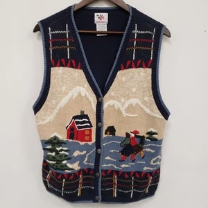Vintage Nut Cracker Womens Embroidered Sweater Vest Size L Cabin Cottagecore - Picture 1 of 9