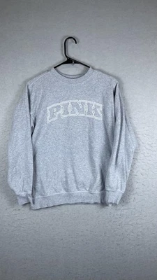ROSA Victoria's Secret Sudadera Mujer XS Gris Logo Cuello Redondo Polar Pullover Foto 1 de 4