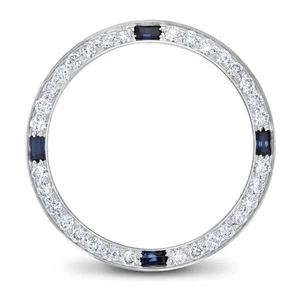 JUEGO DE CUENTAS DAMA 1CT BISEL DIAMANTE NATURAL 18KW PARA ROLEX DATEJUST CON ZAFIRO - Imagen 1 de 6