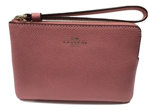 COACH Corner Zip Wristlet Crossgrain Leather Style No. 58032 IM/Bubblegum - NWT - Picture 1 of 9