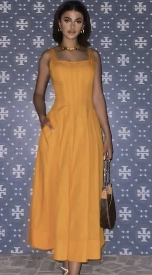 ZARA SS23 POPLIN MIDI DRESS COTTON ORANGE 2711/554 size S