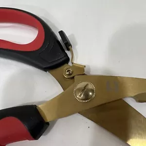 HUSKEY T-1 EX LG COMFY HANDLES GOLD TONE RED/BK Lg CUTTING Scissors W LOCKING - Picture 1 of 8