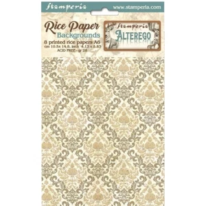 Stamperia A6 RICE PAPER - ALTEREGO - 8 ASSORTED SHEETS 10.5 x 14.8cm - Picture 1 of 9