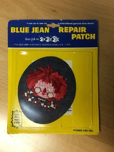 Vintage 1974 Three Fish Inc Raggedy Ann Blue Jean Repair Patch - ungeöffnet - Bild 1 von 3