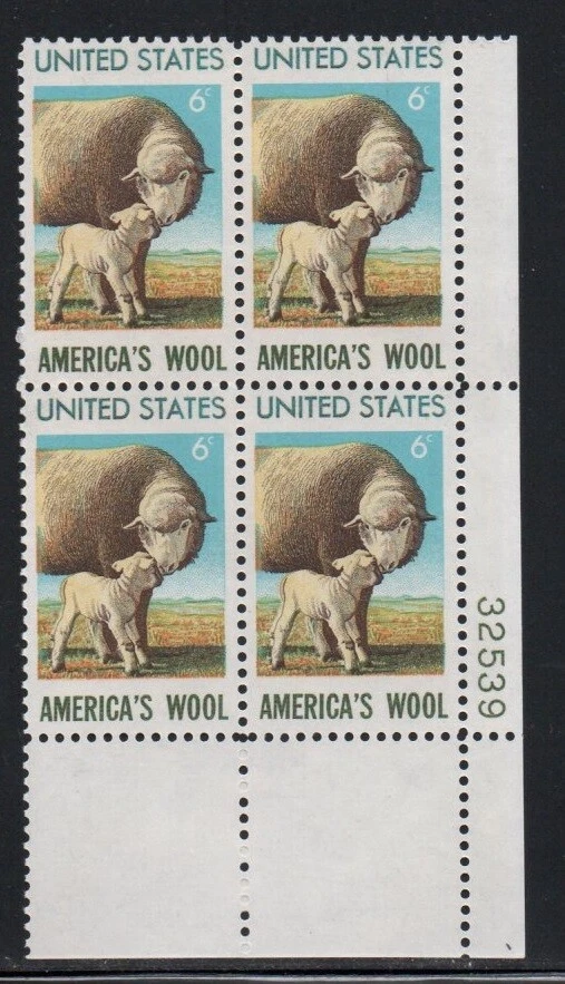 ALLYS US Plate Block Scott #1423 6c Wool Industry [4] MNH OG F/VF [STK] - Image 1 of 1
