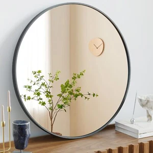 20 Inch Circle Mirror Round Bathroom Mirror Wall Mirror for Living Room Black - Picture 1 of 7