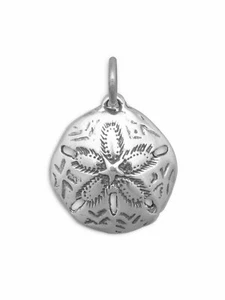 Sand Dollar Charm 16mm Diameter Antiqued Sterling Silver - Imagen 1 de 1