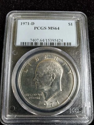 1971 D $1 Eisenhower Dollar PCGS MS 64 - Image 1 of 2