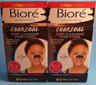 Lot of 2 Bioré Charcoal, Deep Cleansing Pore Strips, 8 Nose Strips Per Box - Image 1 of 4