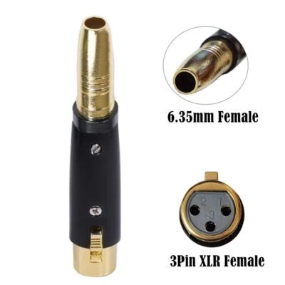 XLR 3-Pin Female to 1/4" 6.35mm Female Jack Socket Microphone Audio Adapter - Image 1 of 4