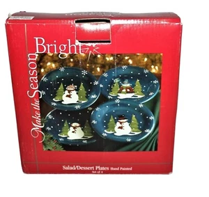 Make The Season Bright 4 piatti da dessert pupazzo di neve 8" - Foto 1 di 7