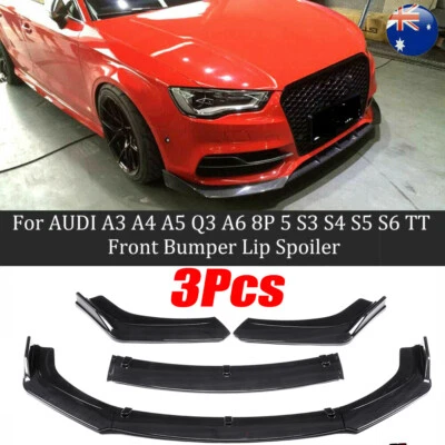 Front Bumper Lip Spoiler For AUDI A3 A4 A5 Q3 8P 5 S3 S4 S5 S6 TT Carbon Look - image 1 of 4
