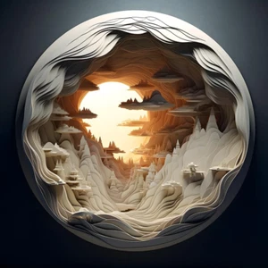 3D Visual Puzzle - Stunning Sunrise in Cave, High-Quality Materials, Challenging - Picture 1 of 8