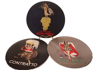 3 Pottery Barn BUBBLY  8" Cocktail Plates  Champagne Labels  EUC - Picture 1 of 5