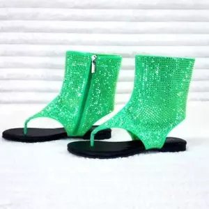 Sandalias tanga botín plano con pedrería Just Doit verdes - Imagen 1 de 11