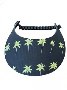 PICKLEBALL MARKETPLACE -Fabric Foam Visor - No Headache - "Black w/ Green Palms" - Picture 1 of 1